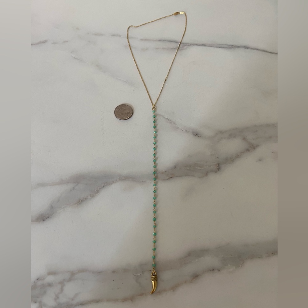 Anthropologie chrysoprase beaded “y” necklace